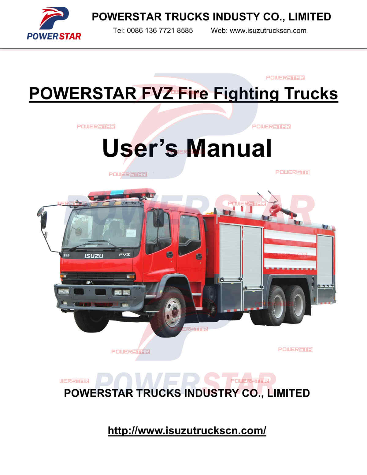 Gambie ISUZU FVZ 10 wheeler water foam rescue Fire Fighting Trucks Manual