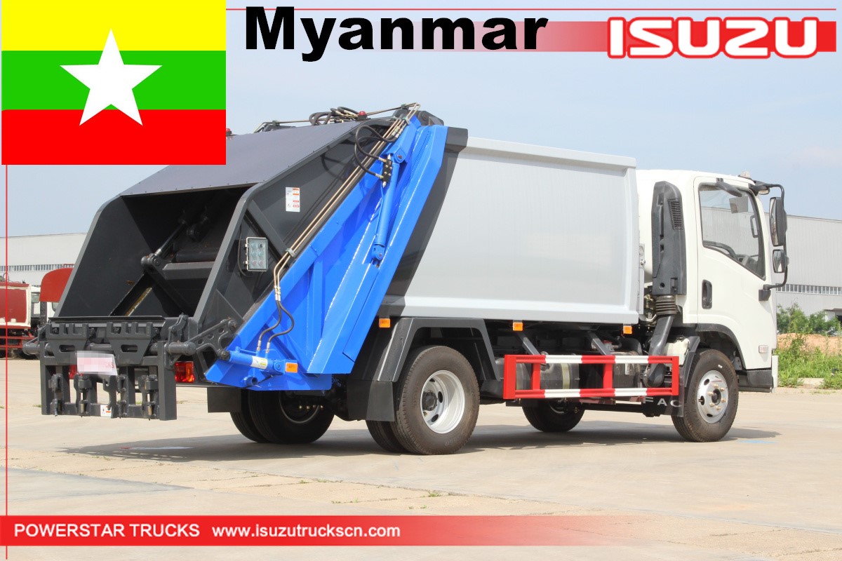 myanmar - 1 unité isuzu retour chargement des ordures compacteur camion