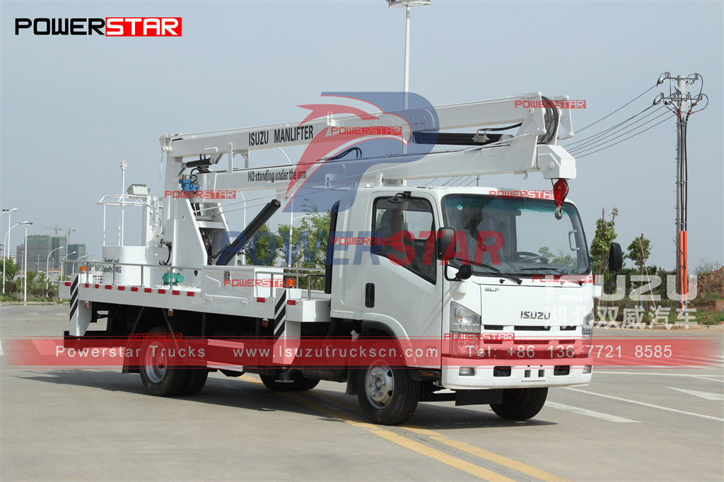 Exportation de guidage d'opération de camion de plate-forme de travail aérienne ISUZU ELF 16m vers Cebu aux Philippines
